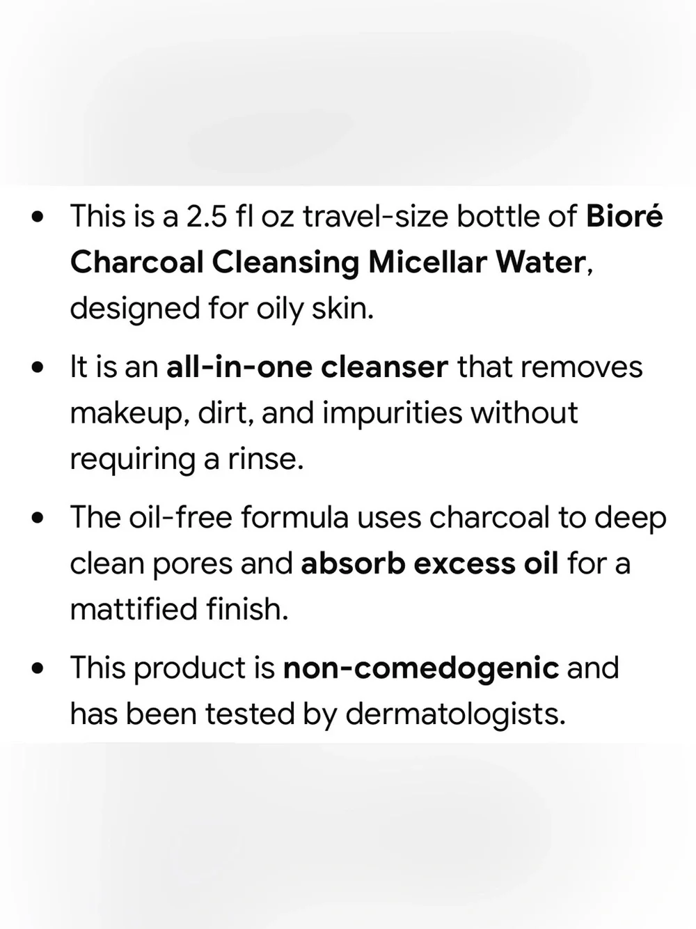 NEW Biore Charcoal Cleansing Micellar Water x3 2.5 oz